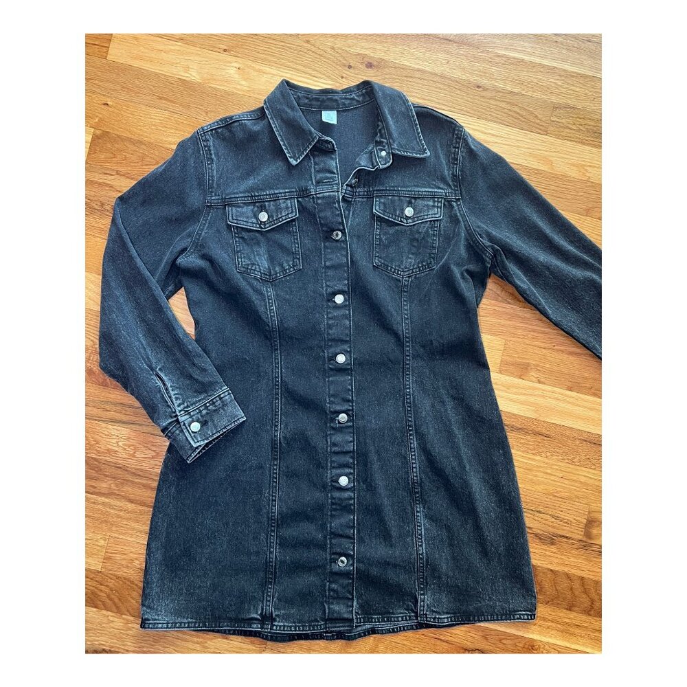 H&M Fitted Black Denim Dress | Size Large